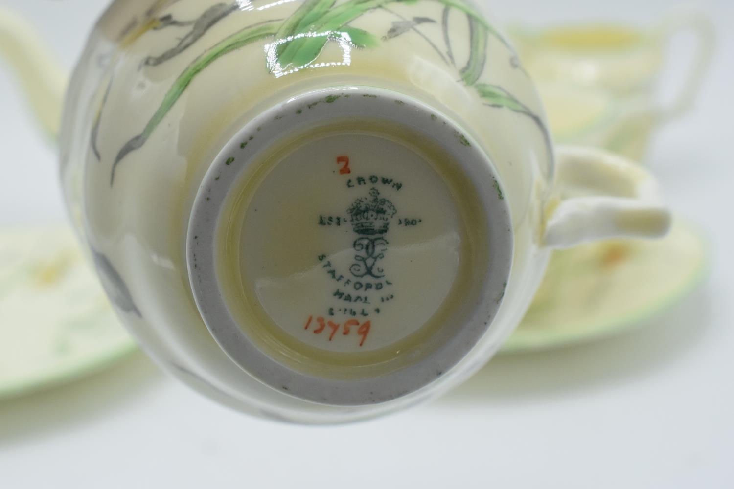 Crown Staffordshire tea for two set in a floral design. In good condition with no obvious damage - Image 4 of 4