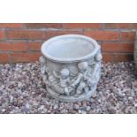 Reconstituted stone small Cherub planter. Made in England, these items are frost and weather