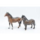 Beswick Shetland pony 1648 and a pony with head up 1197. In good condition with no obvious damage or