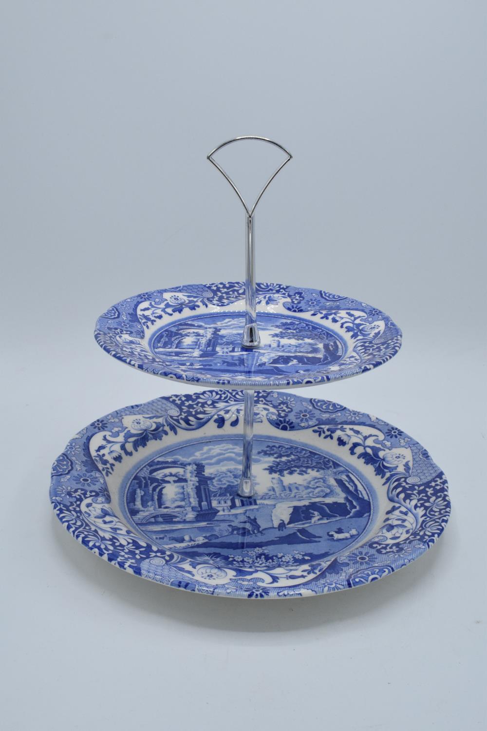 Spode Blue Italian 2 tier cakestand. In good condition with no obvious damage or restoration. Height - Image 2 of 3