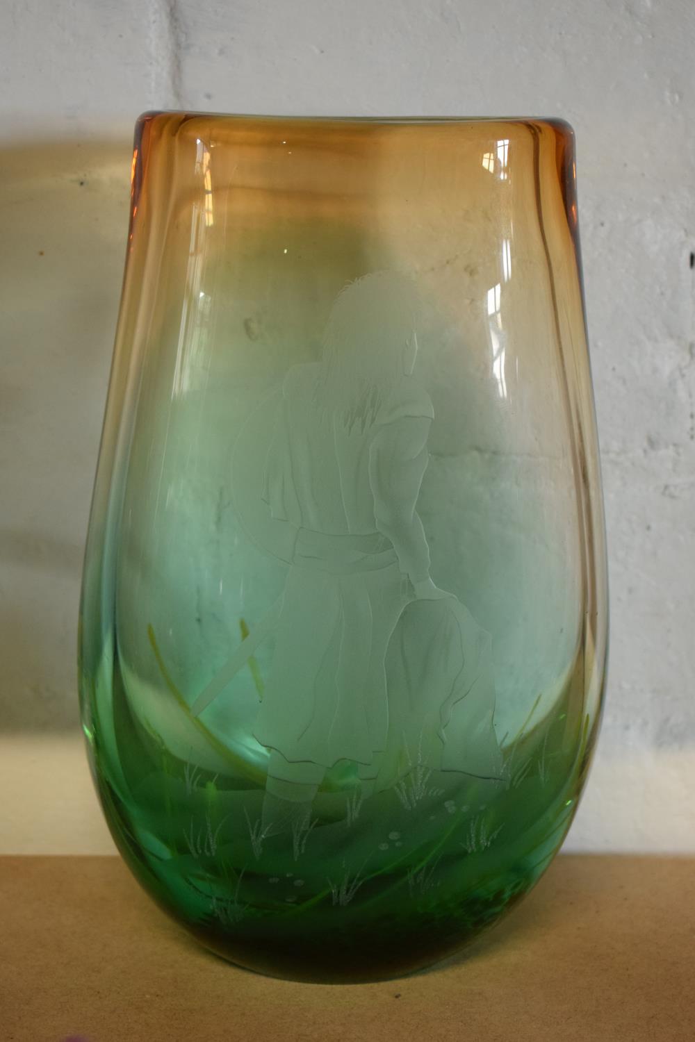 Caithness one-off glass vase 'Highlander' 2002, signed to base by the artist. 27cm tall. - Image 8 of 10
