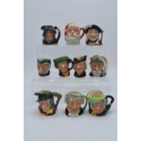 Miniature Royal Doulton character jugs to include Santa (2nd), Sairey Gamp, Arriet, Rip van