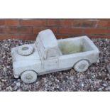 Reconstituted stone model of a Land Rover planter. Made in England, these items are frost and