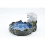 Royal Doulton stoneware soap dish/ bibelot of a polar bear by the side of a pond with impressed