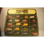 Days Gone /Lledo Vintage Models display unit together with 20 vehicles (21). Felt on display has