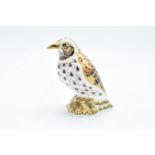 Royal Crown Derby paperweight of a song thrush with gold stopper. In good condition with no