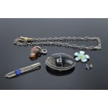 Bag of jewellery including 925 silver: Includes silver & enamel pendant, single silver & glass