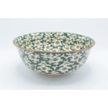 A large late 19th/ early 20th century Japanese thick porcelain bowl with a floral green design.
