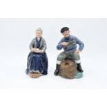Royal Doulton character figures The Cup of Tea HN2322 and the Lobsterman HN2317 (both seconds) (