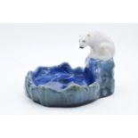 Royal Doulton 1920s stoneware soap dish/ bibelot of a polar bear by the side of a pond with