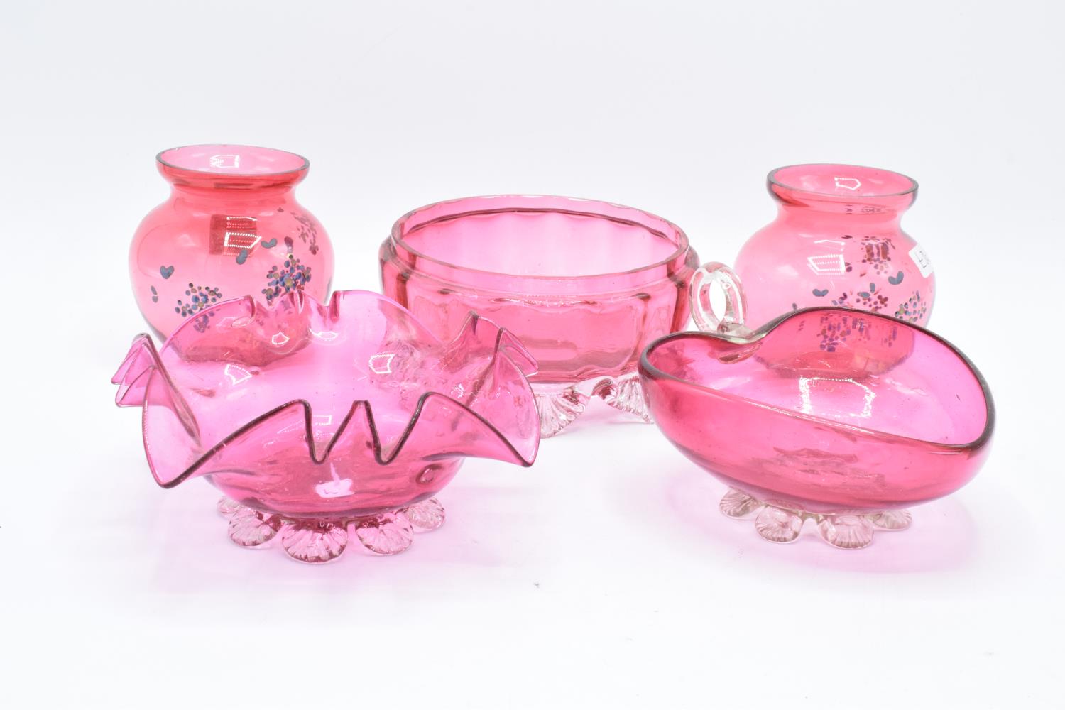 A collection of 19th and 20th century cranberry glass to include bowls, vases, jugs etc (approx 15