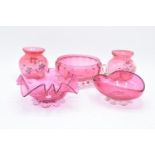 A collection of 19th and 20th century cranberry glass to include bowls, vases, jugs etc (approx 15