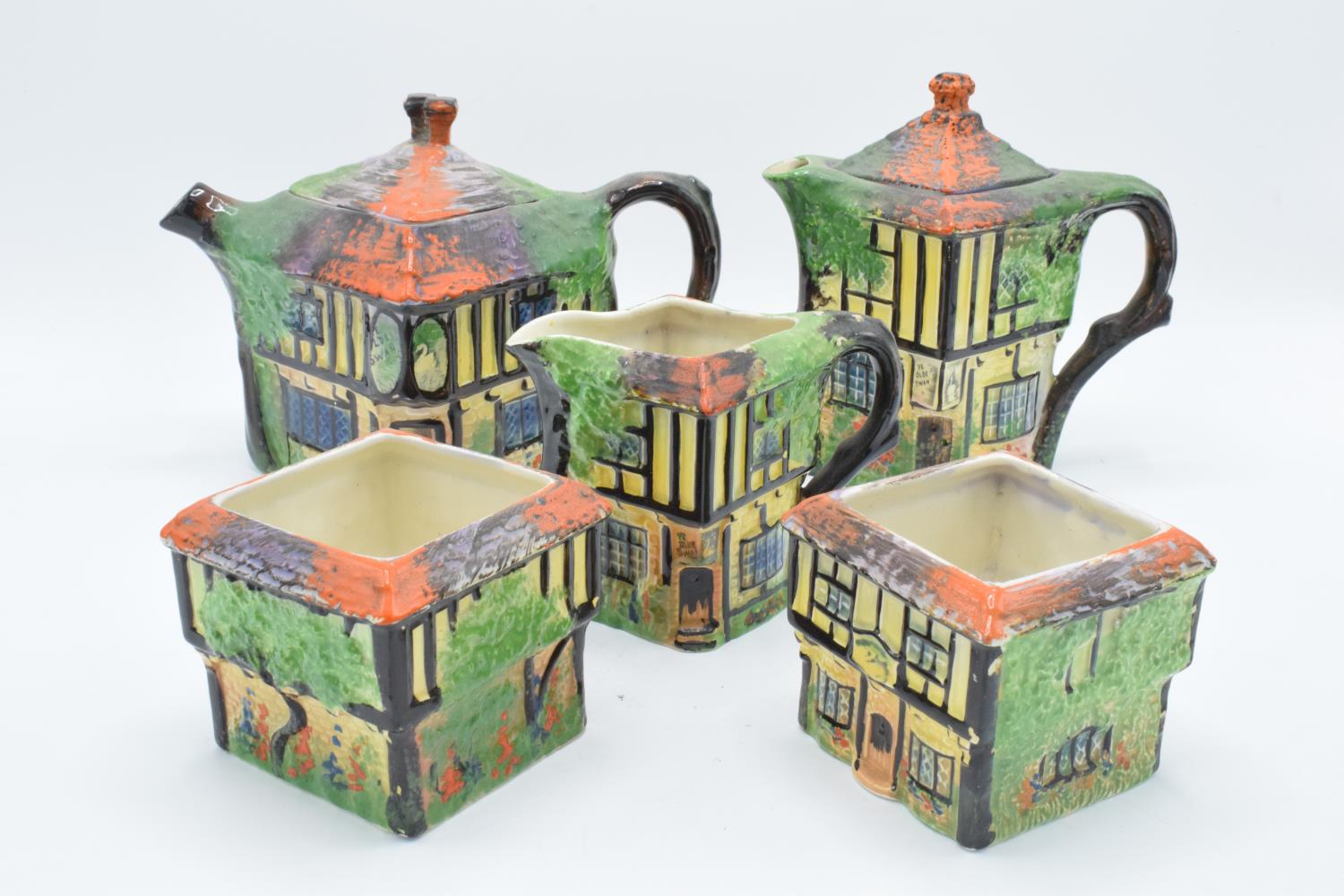 A part tea set in the Ye Olde Inne design, believed to be Royal Winton/ Grimwades, to include a