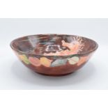 Lise B Moorcroft hand thrown large bowl decorated with a seahorse on the interior and shells on