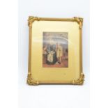 An antique print of a grandmother and a child from J Bayliss print seller in a gilt framed. In