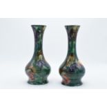 S Hancock and Sons of Stoke on Trent 'Titian Ware' pair of bud vases, 23cm tall. In good condition