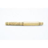 19th century carved ivory parasol handle: Measures 15.25 cm long. Chipping to bottom turning