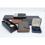 Parker 17 fountain pen with 6 leather wallets and other items: Pen is boxed with leaflet, wallets