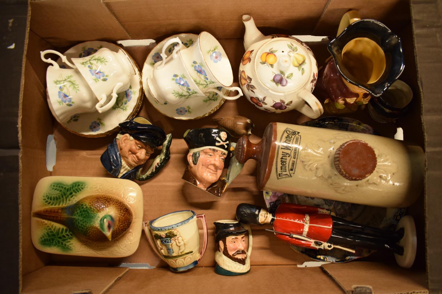 A mixed collection of items to include a Coalport figure of a Grenadier Guard af, Doulton