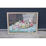 An antique oil painting in a painted wooden frame signed by the artist J. P. Hipps. 88 x 64cm inc