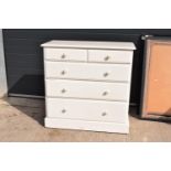 Edwardian/ early 20th painted pine chest of drawers with 2 over 3 drawers make up. Some wear and