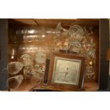 A mixed collection of items to include a wooden cased mantle barometer, 2 large glass bottles and