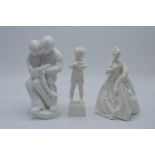 A collection of blanche china figures to include Royal Worcester Friday's Child, one other and Spode