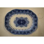 19th century Copeland Late Spode blue and white meat platter with Victorian Kitemark. Circa June