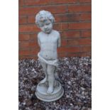 Reconstituted stone model of an ivy boy. 54cm tall. Made in England, these items are frost and