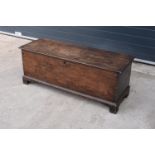 An early 19th century oak chest/ blanket box with a lift up lid. 121 x 44 x 47cm. In good