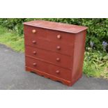 Edwardian painted pine 2 over 3 chest of drawers. 107 x 47 x 96cm. In good condition with signs of