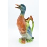 20th century French Majolica Mallard Duck pitcher. Made in Saint Clement, France and numbered 7492/