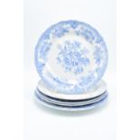 A collection of 19th century blue and white dinner plates in the Asiatic Pheasant design to