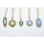 A collection of Wedgwood Jasperware jewellery to include necklaces and pendants with various