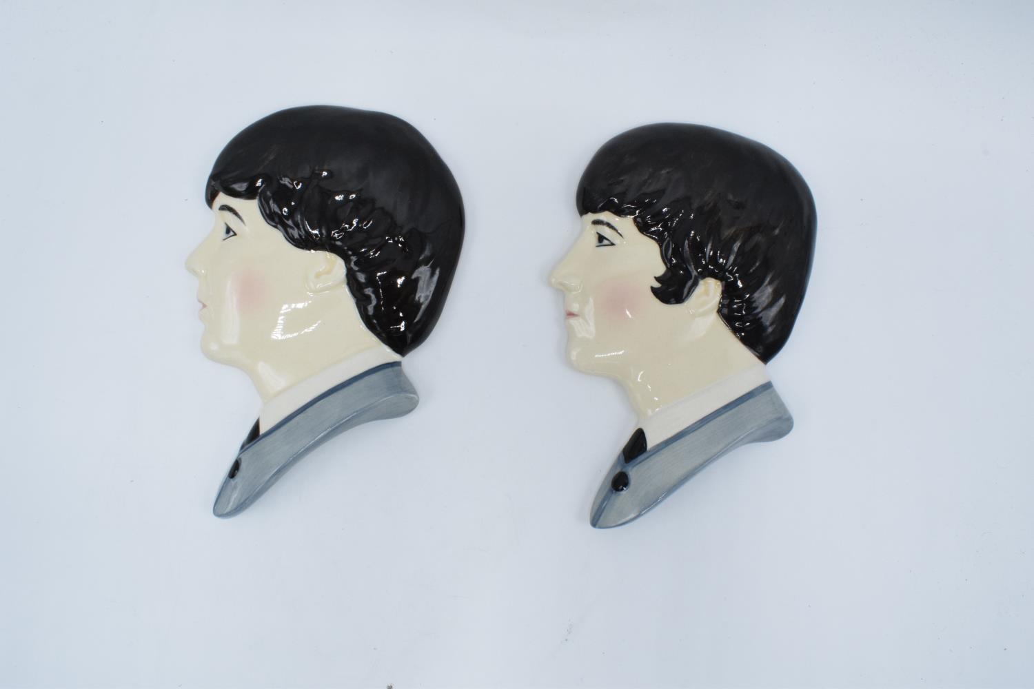 Moorland Pottery Beatles face wall plaques: Lennon and McCartney (2) In good condition with no