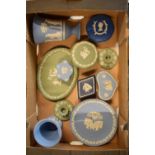 A collection of Wedgwood Jasperware to include vases, plates, trinkets etc in an array of colours to