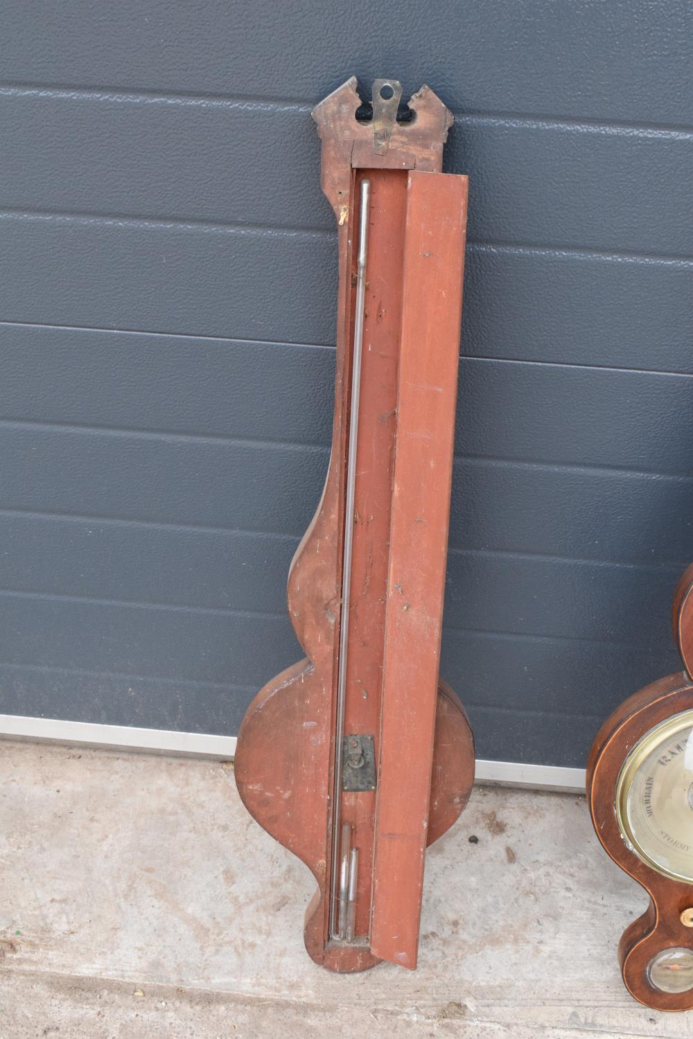 A pair of 19th century mahogany barometers one with inlaid motifs such as shell (both a/f). Please - Image 8 of 9