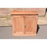 Early 20th century hardwood 2 door cabinet in elm, ash or similar hardwood. In good functional