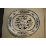 A large 19th century Wedgwood Pearl 'Jeddo' meat platter/ plate with a floral design with