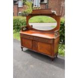 Edwardian mirror backed sideboard/ drinks cabinet. 168 x 56 x 183cm. The top section lifts off and