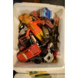 A large collection of childrens toy cars and trucks etc to include various makes Corgi, Scammel,