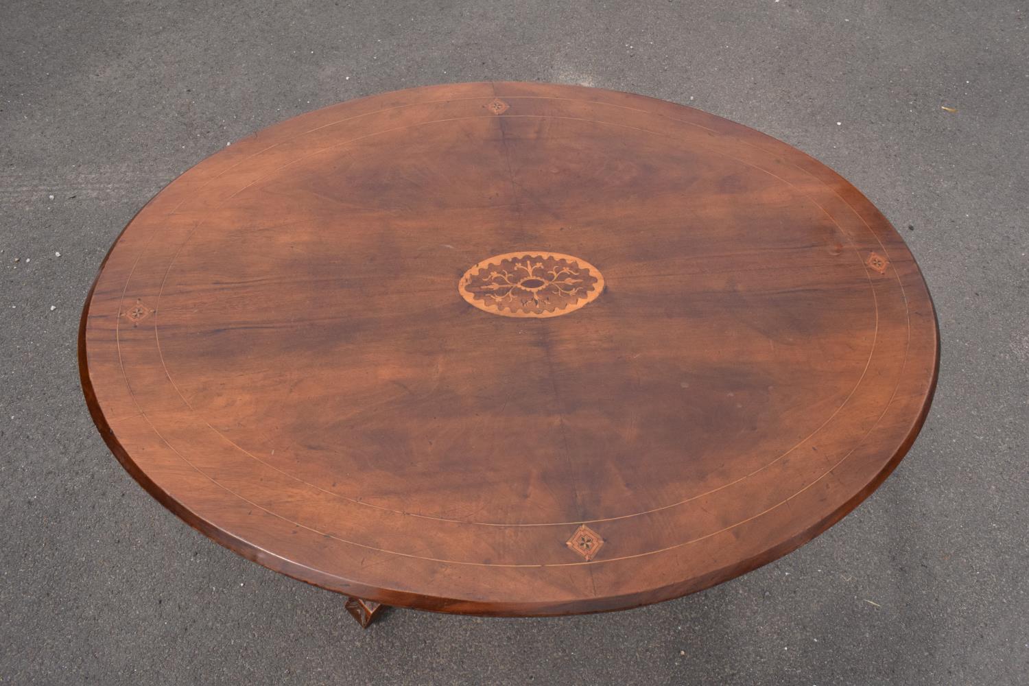 Late 19th century Victorian walnut veneered table with tilt top movement. In good condition with - Image 2 of 7