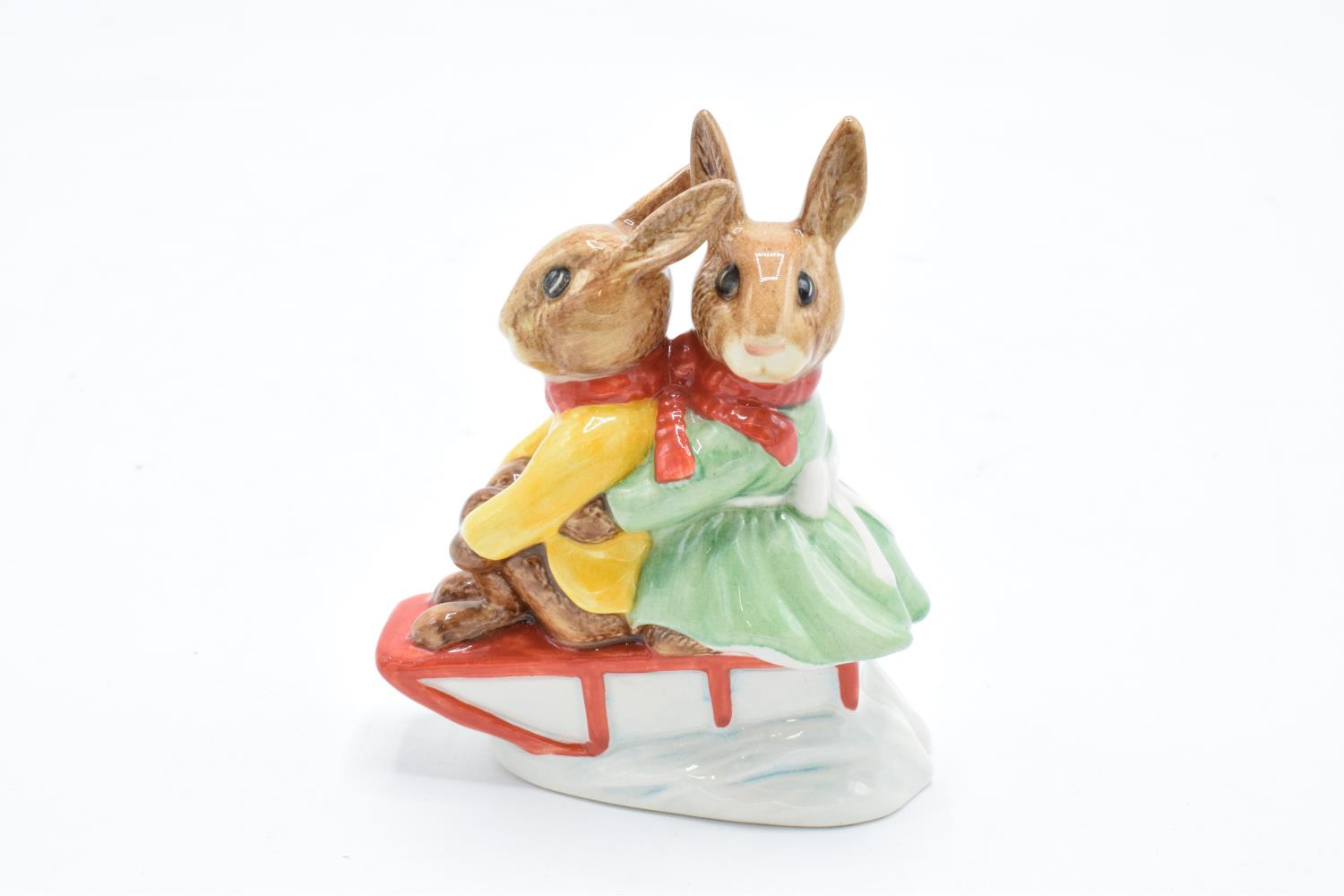 Royal Doulton figure Billie and Buntie Bunnykins Sleigh Ride DB81. Special colourway for a Special - Image 3 of 4