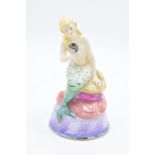 Peggy Davies Janus pottery model of a mermaid looking into a mirror from the Fantasy series. In good