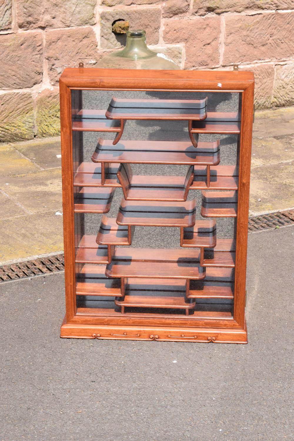 A 20th century fruit wood style ornate display cabinet. 53 x 13 x 75cm tall. - Image 2 of 3