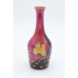 20th century handpainted china vase by Peter Smith with raised gilding decoration featuring a castle