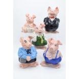 A set of Wade Natwest piggy banks/ money boxes to include Woody, Annabel, Maxwell, Lady Hilary and