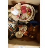 A mixed collection of pottery to include Royal Crown Derby Derby Posies items, a 19th century