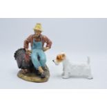 Royal Doulton figure Thanksgiving HN2446 and an Etonia China model of a terrier (2). In good