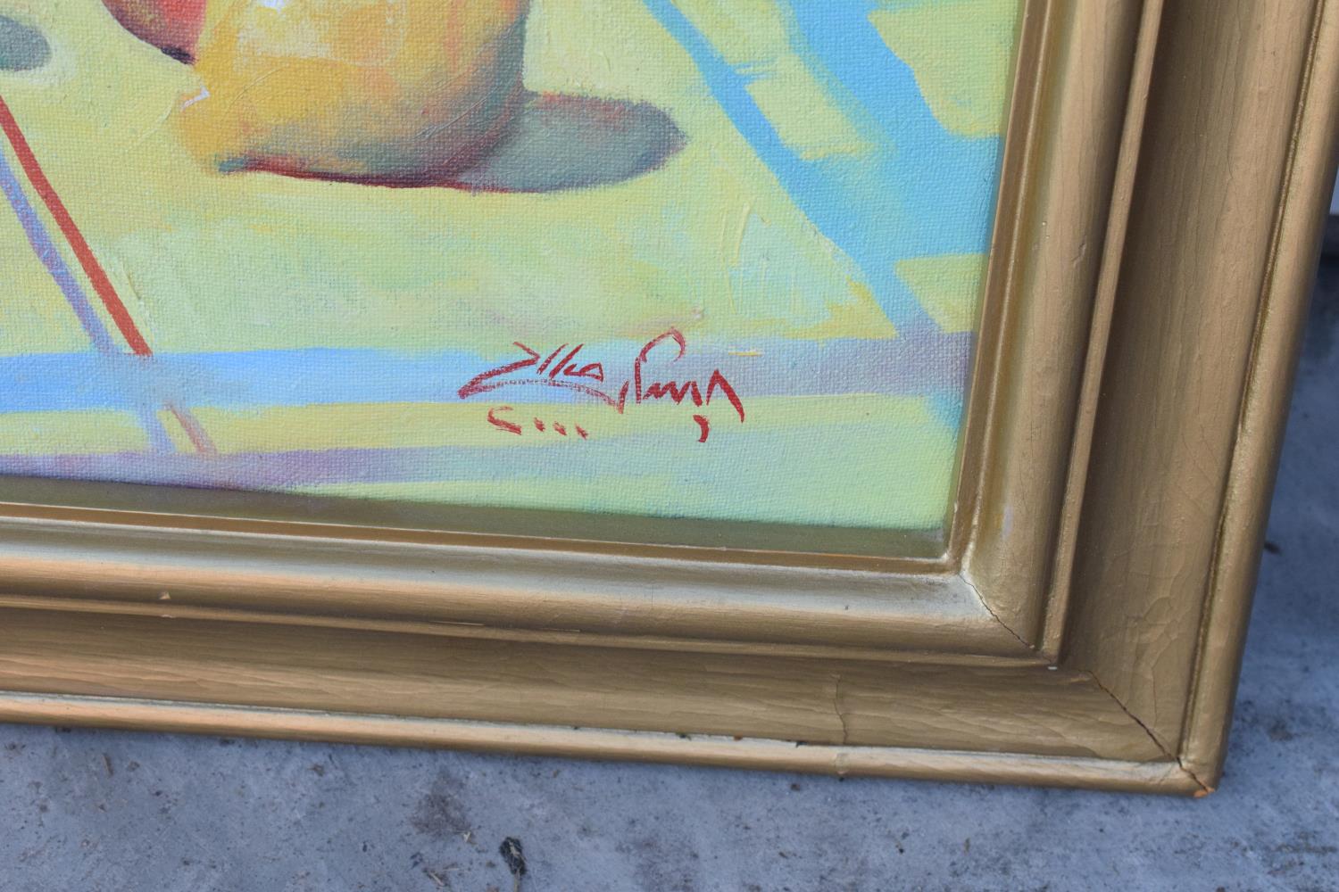 A painting and a picture in frames. Both signed. Large. - Image 2 of 3